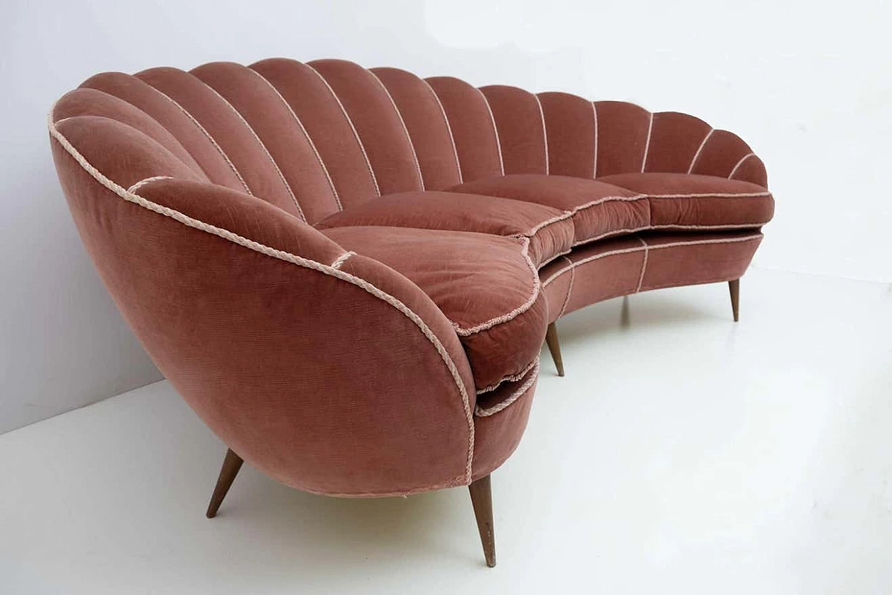 Margherita curved sofa by Gio Ponti for ISA Bergamo, 1950s 7