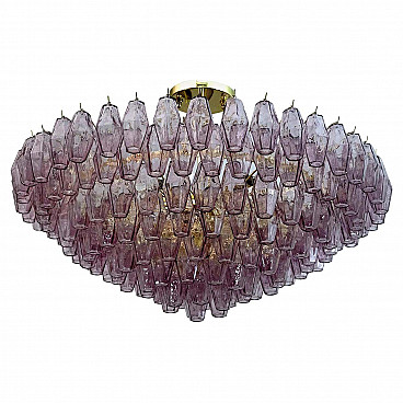 Poliedri Murano glass chandelier by Carlo Scarpa for Venini, 1970s