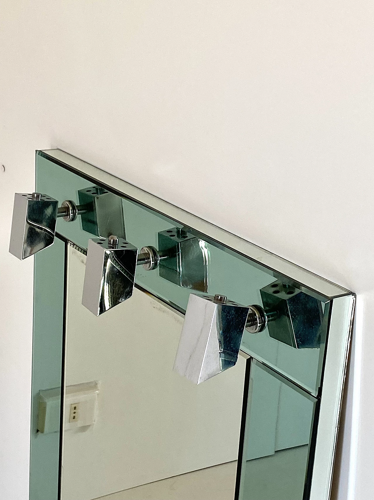 Mirror with aquamarine glass frame and three light points, 1960s 5