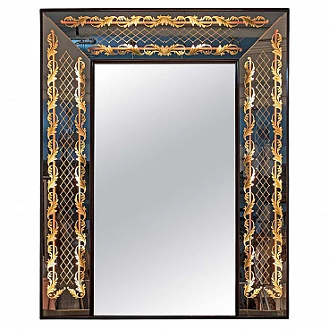 Specchio decorato e retroilluminato di Luigi Brusotti, anni '40