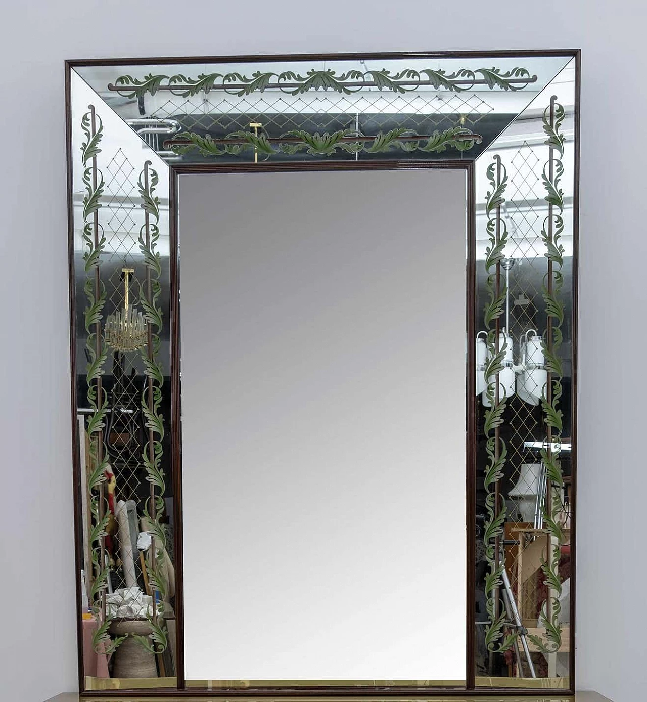 Decorated and backlit mirror by Luigi Brusotti, 1940s 3