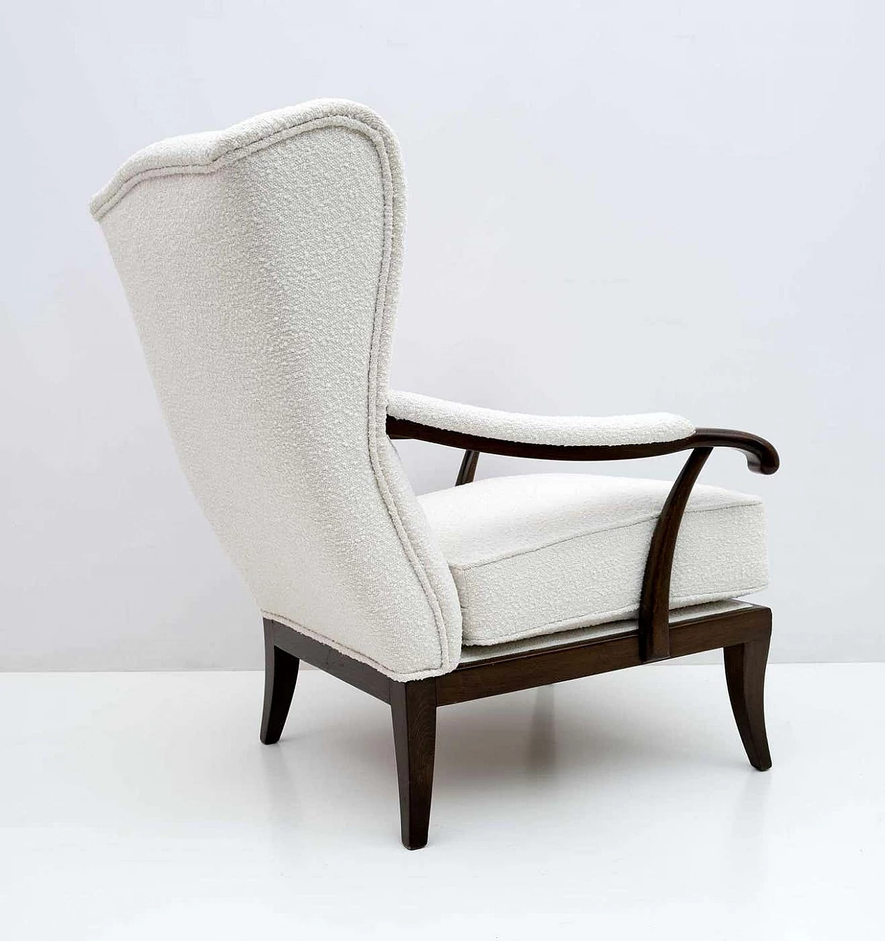 Walnut armchair with bouclé upholstery by Paolo Buffa, 1950s 5