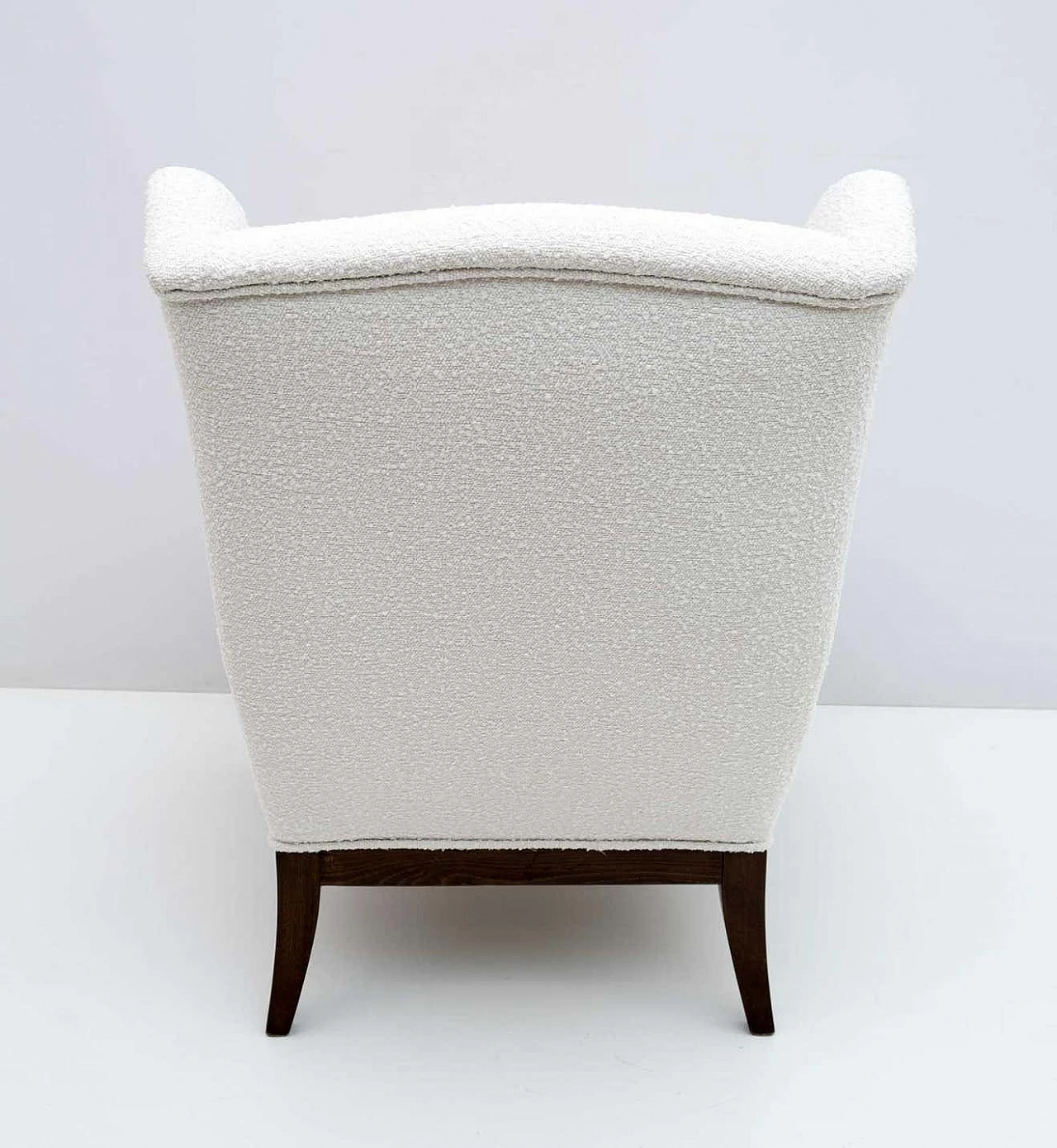 Walnut armchair with bouclé upholstery by Paolo Buffa, 1950s 10