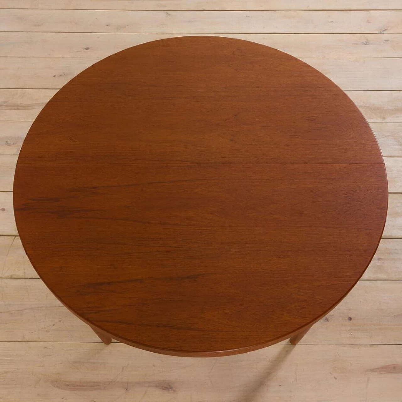 Round teak dining table by Kai Kristiansen, 1960s 10