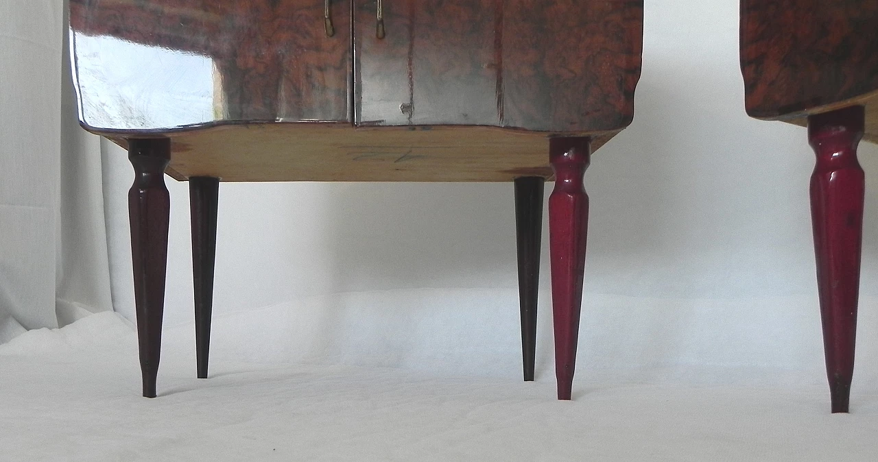 Pair of beech and mahogany root bedside tables with glass top, 1950s 8