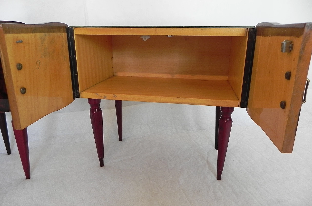 Pair of beech and mahogany root bedside tables with glass top, 1950s 9