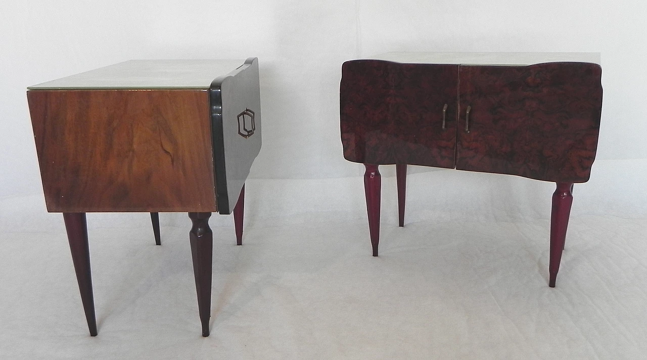Pair of beech and mahogany root bedside tables with glass top, 1950s 10