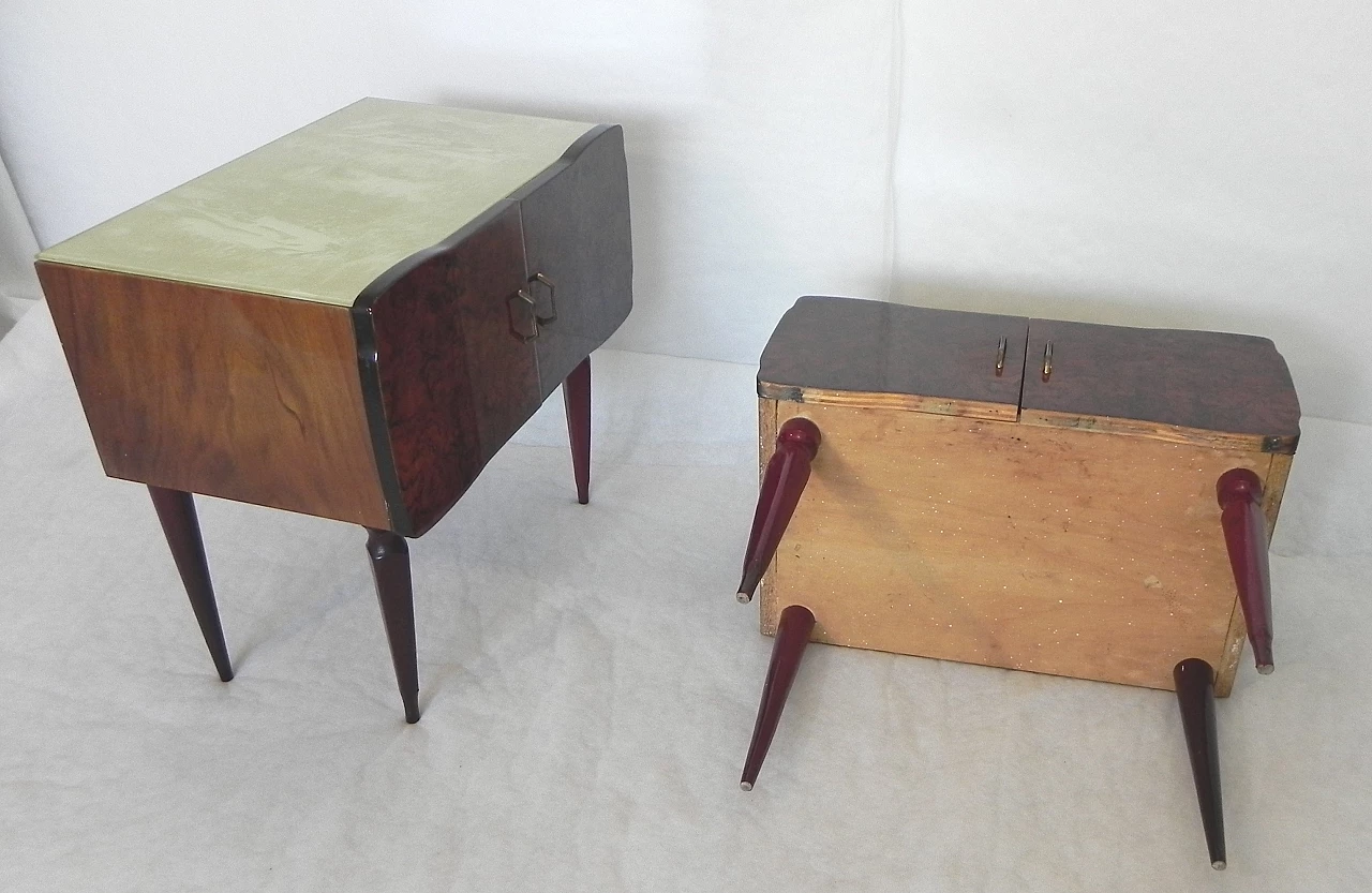 Pair of beech and mahogany root bedside tables with glass top, 1950s 11
