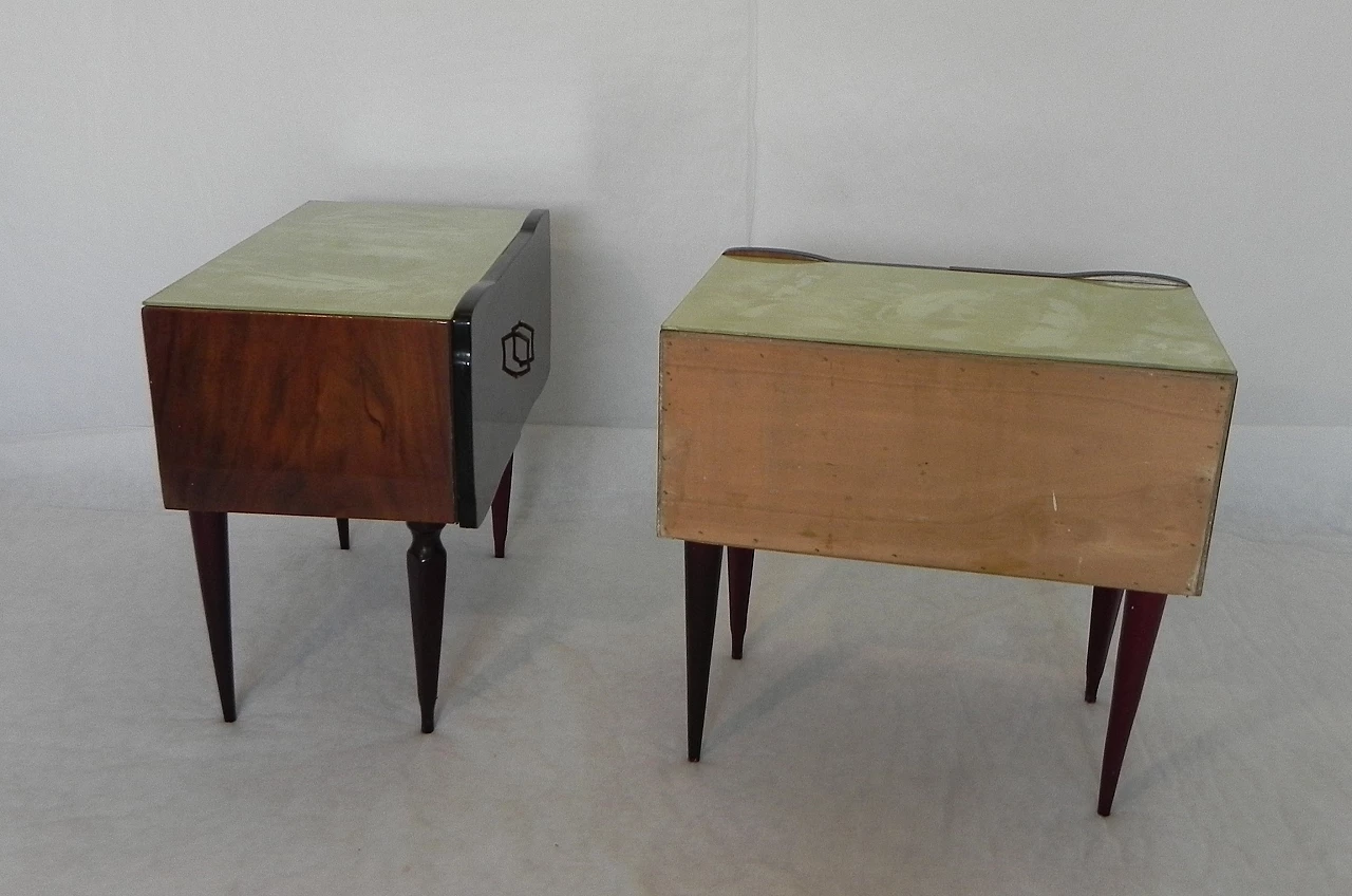 Pair of beech and mahogany root bedside tables with glass top, 1950s 13