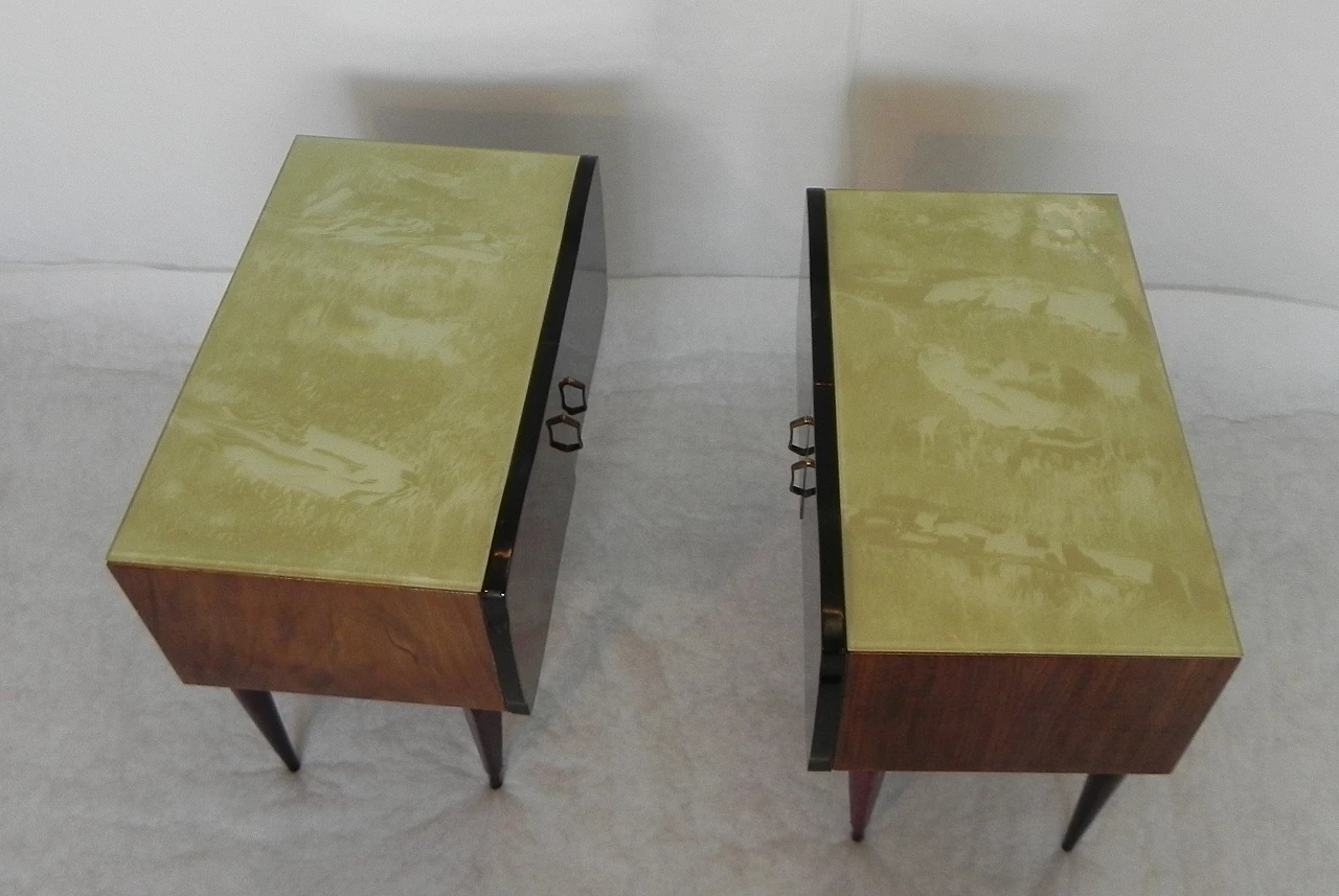 Pair of beech and mahogany root bedside tables with glass top, 1950s 15