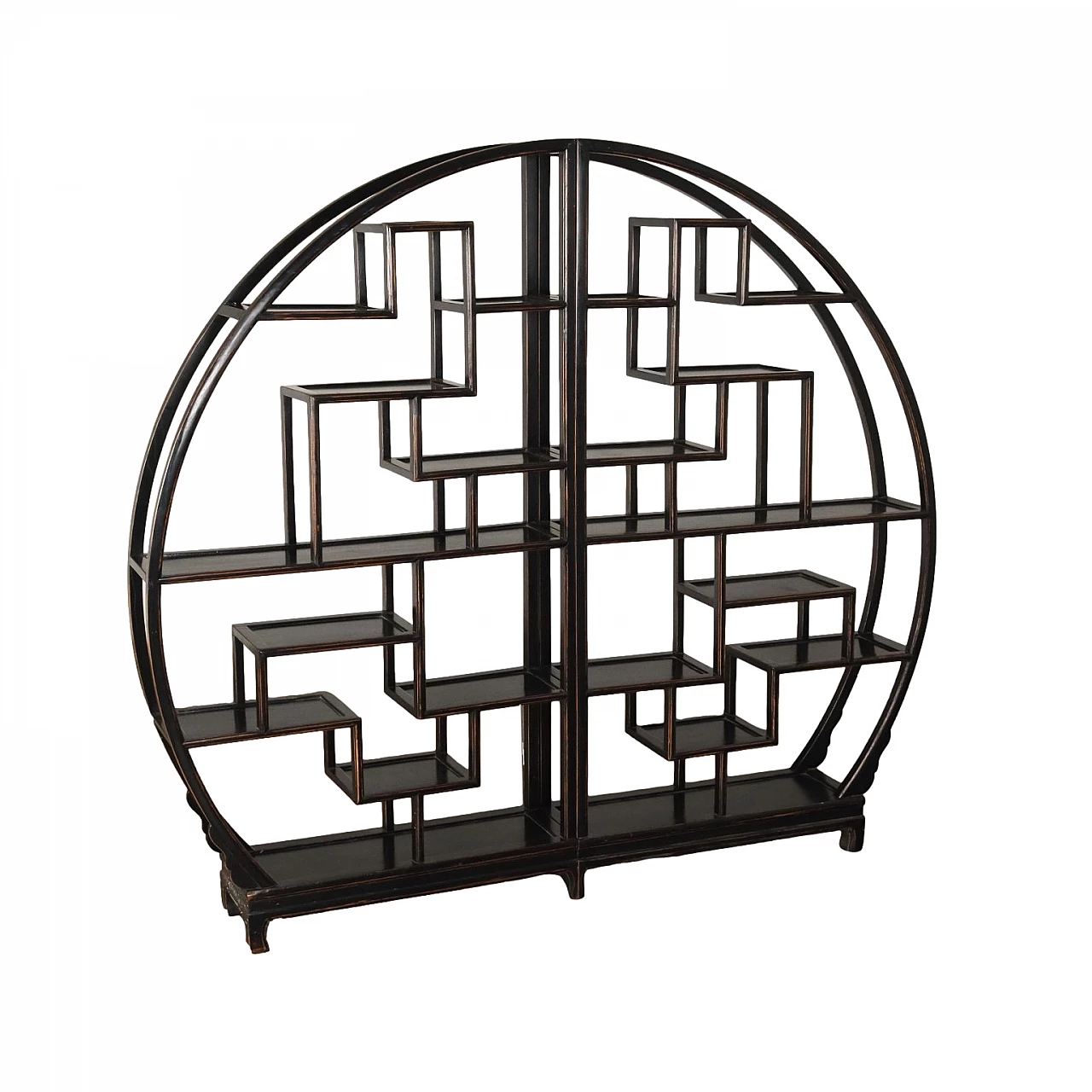 Coppia di librerie speculari in legno laccato nero 1