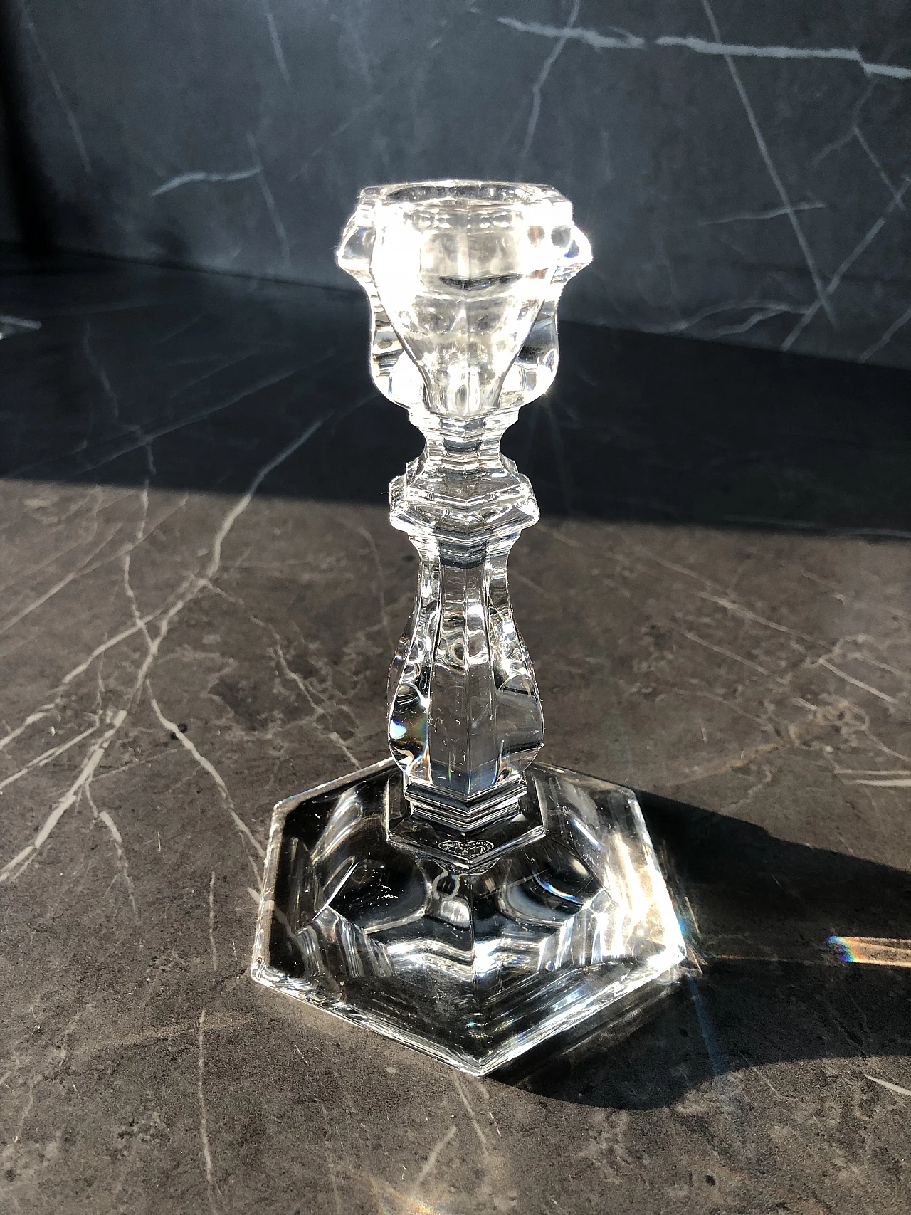 Crystal candle holder by Baccarat, 1980s 3