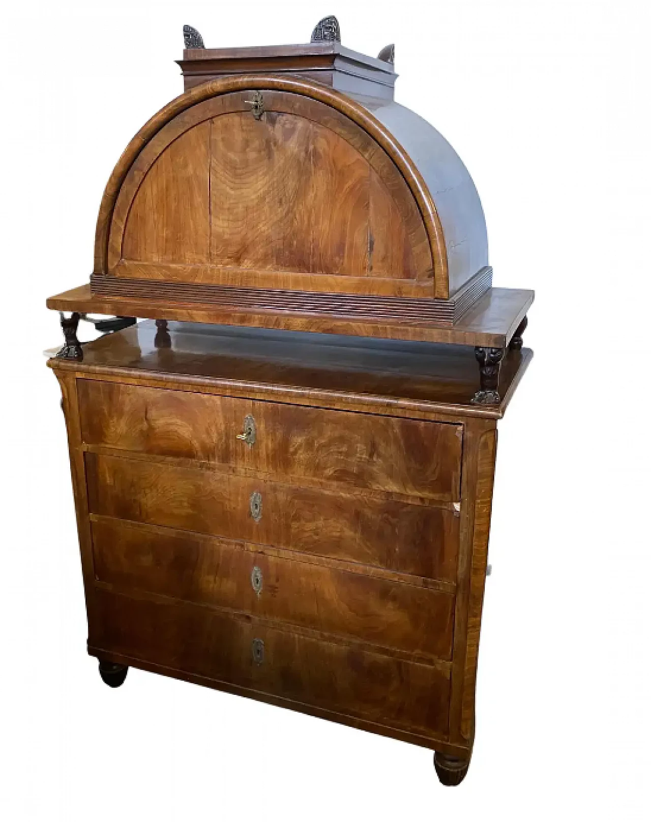 Cassettone doppio corpo siciliano in mogano Impero, '800 1