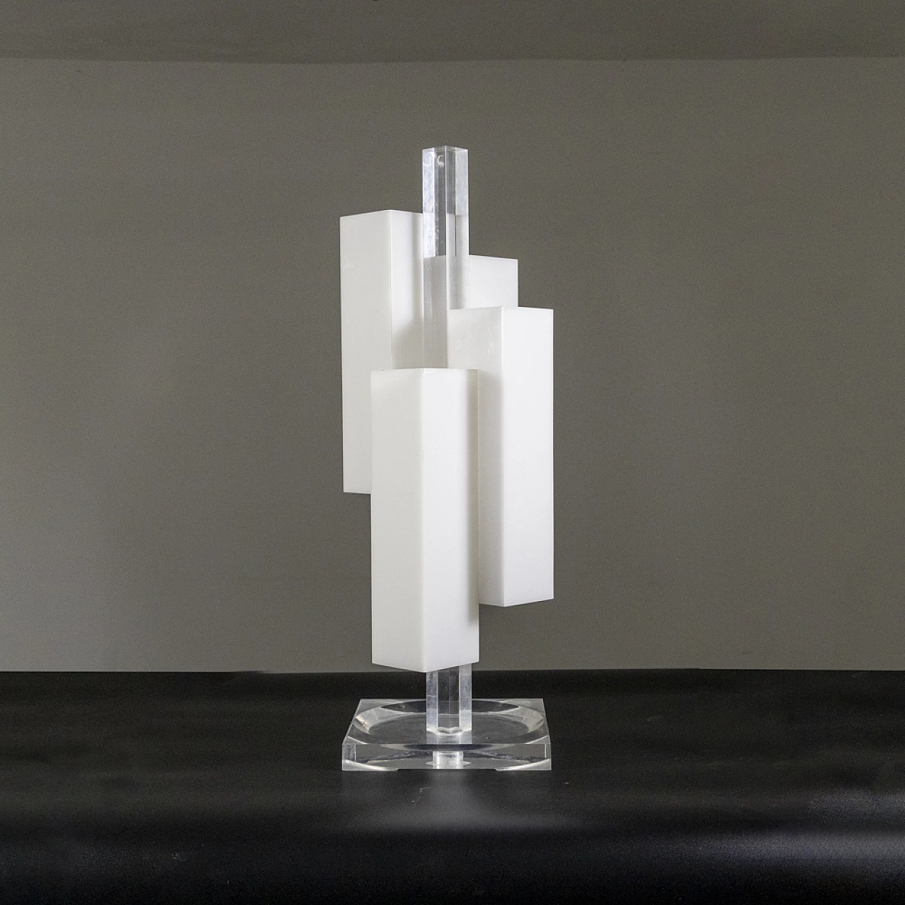White and transparent plexiglass umbrella stand, 1970s 2