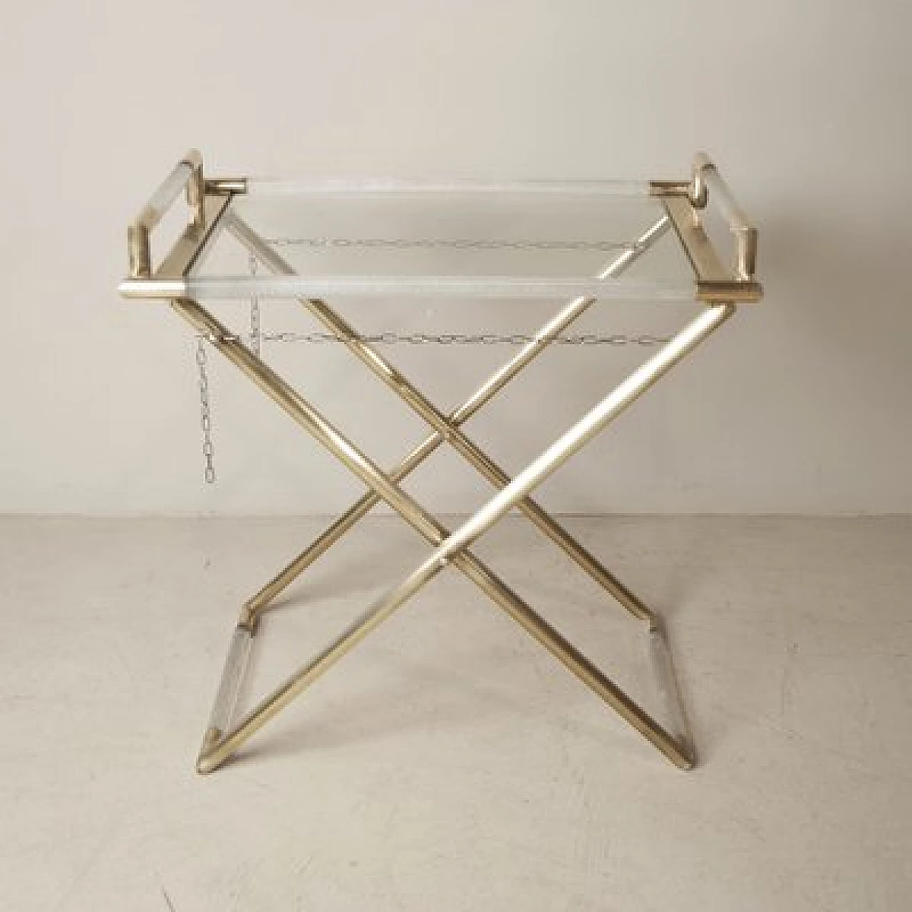 Glass and brass bar cart by Barovier & Toso, 1950s 1