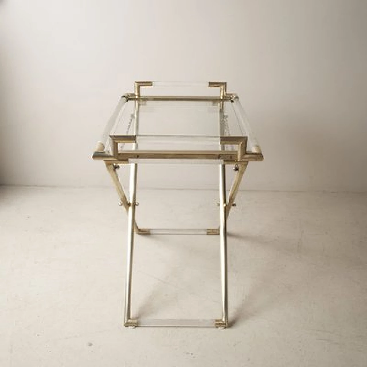 Glass and brass bar cart by Barovier & Toso, 1950s 2
