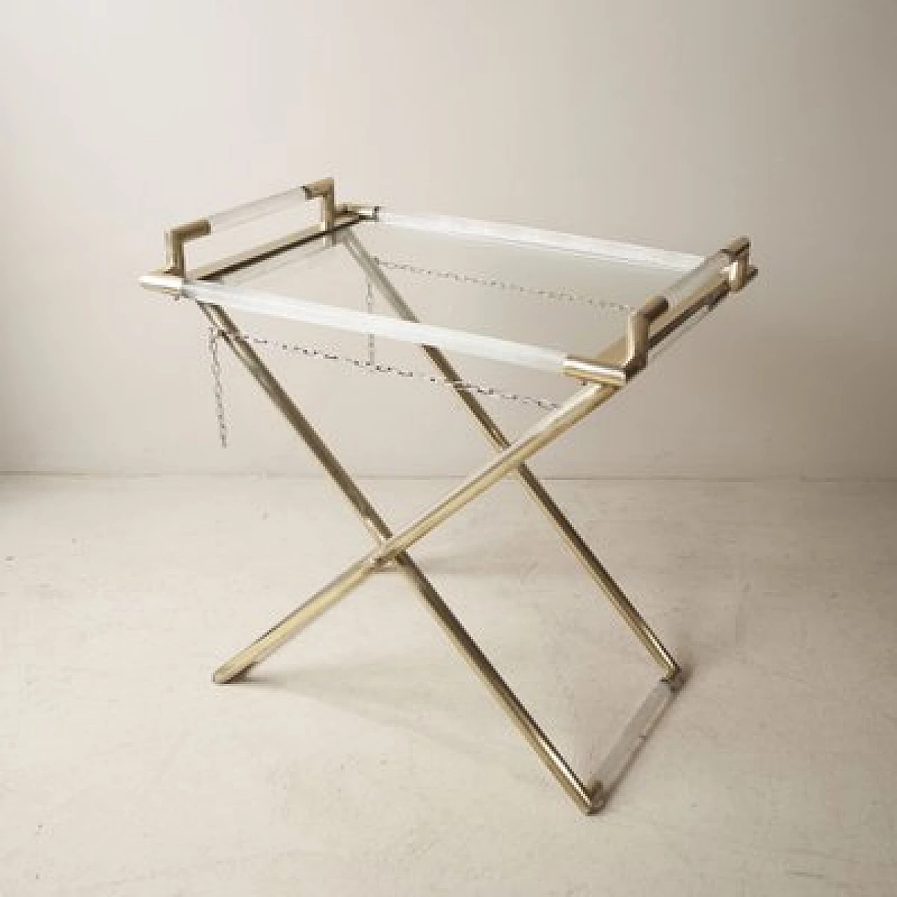 Glass and brass bar cart by Barovier & Toso, 1950s 3