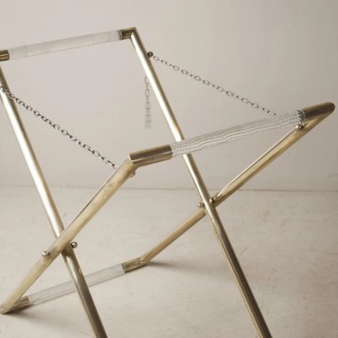 Glass and brass bar cart by Barovier & Toso, 1950s 4