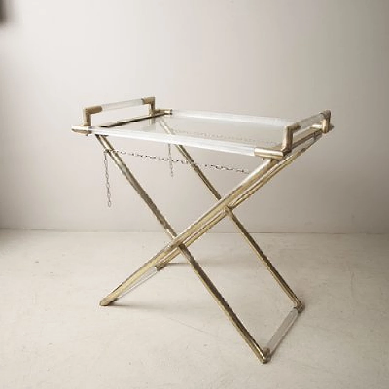 Glass and brass bar cart by Barovier & Toso, 1950s 6