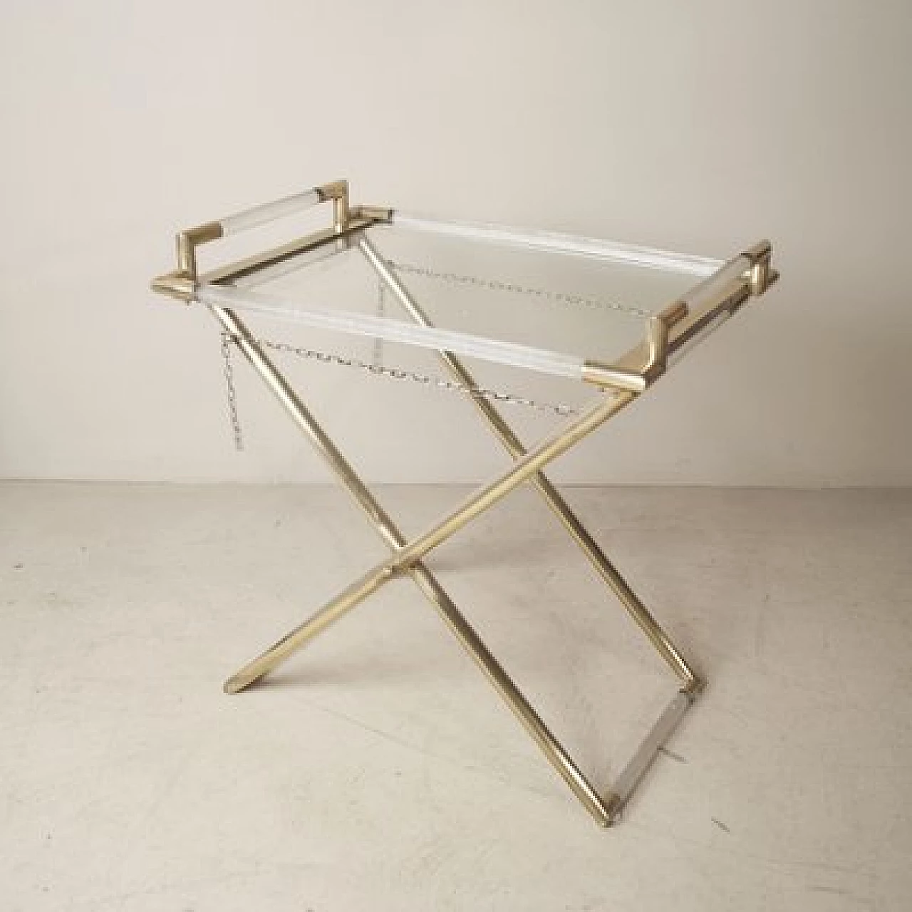 Glass and brass bar cart by Barovier & Toso, 1950s 8