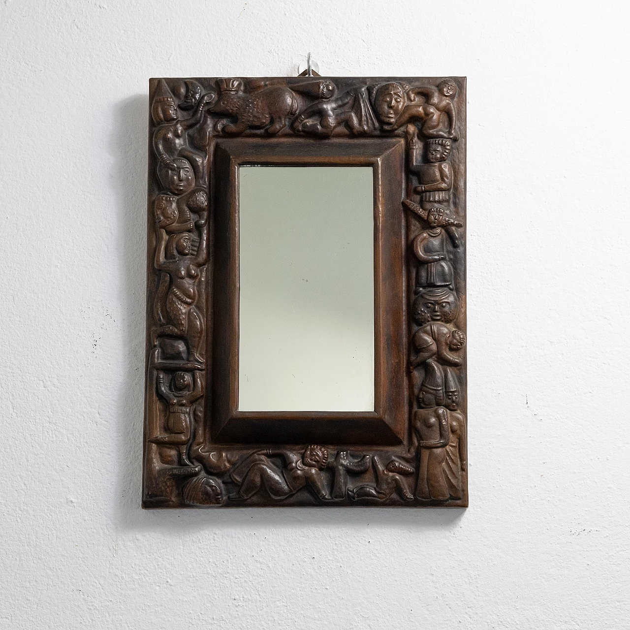 Mirror with carved copper frame, 1950s 2