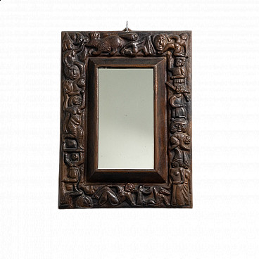 Mirror with carved copper frame, 1950s