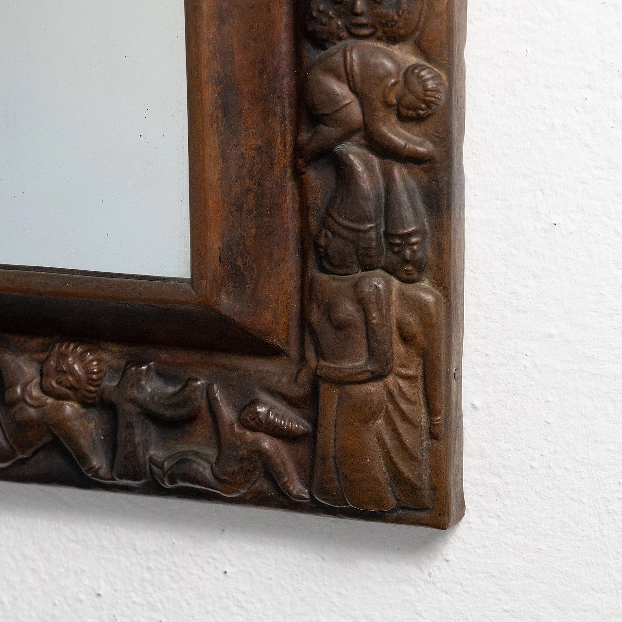 Mirror with carved copper frame, 1950s 6