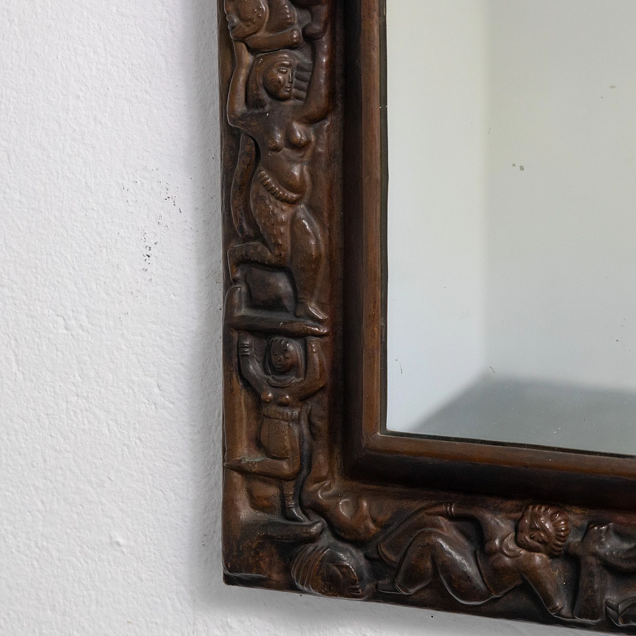 Mirror with carved copper frame, 1950s 9