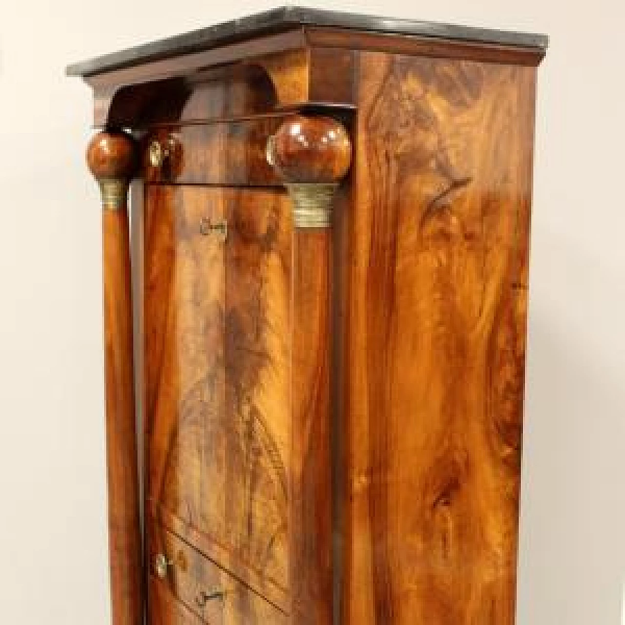Empire Secretaire in walnut and marble, early 19th century 2