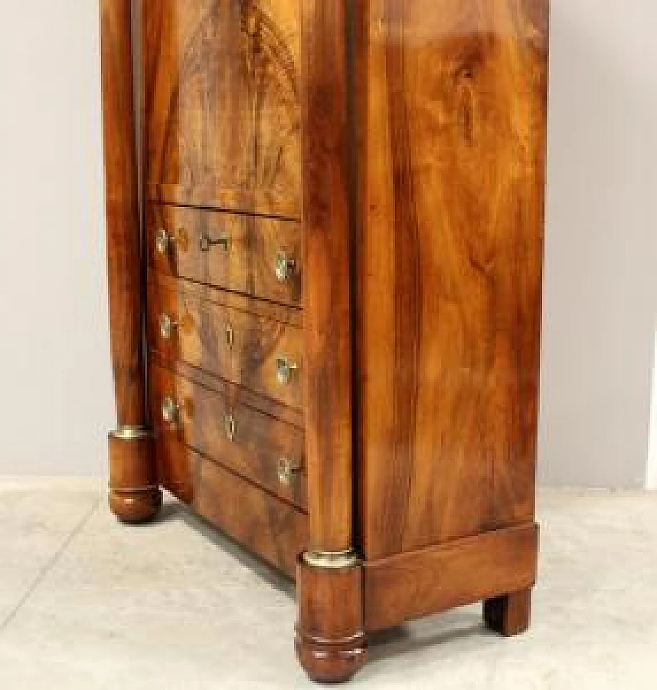 Empire Secretaire in walnut and marble, early 19th century 3