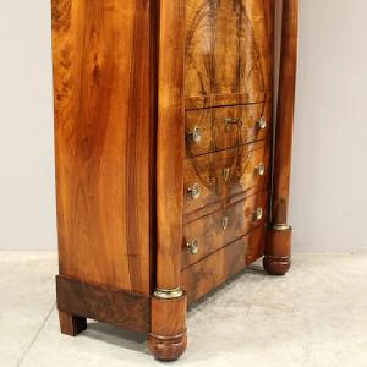 Empire Secretaire in walnut and marble, early 19th century 6