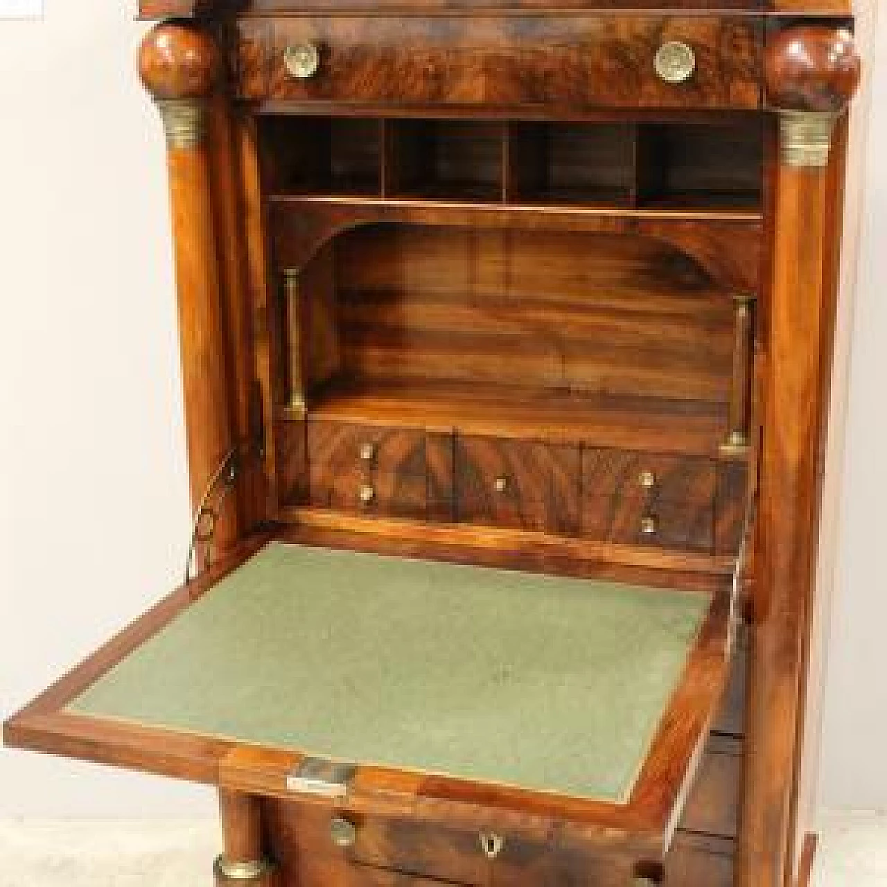 Empire Secretaire in walnut and marble, early 19th century 9