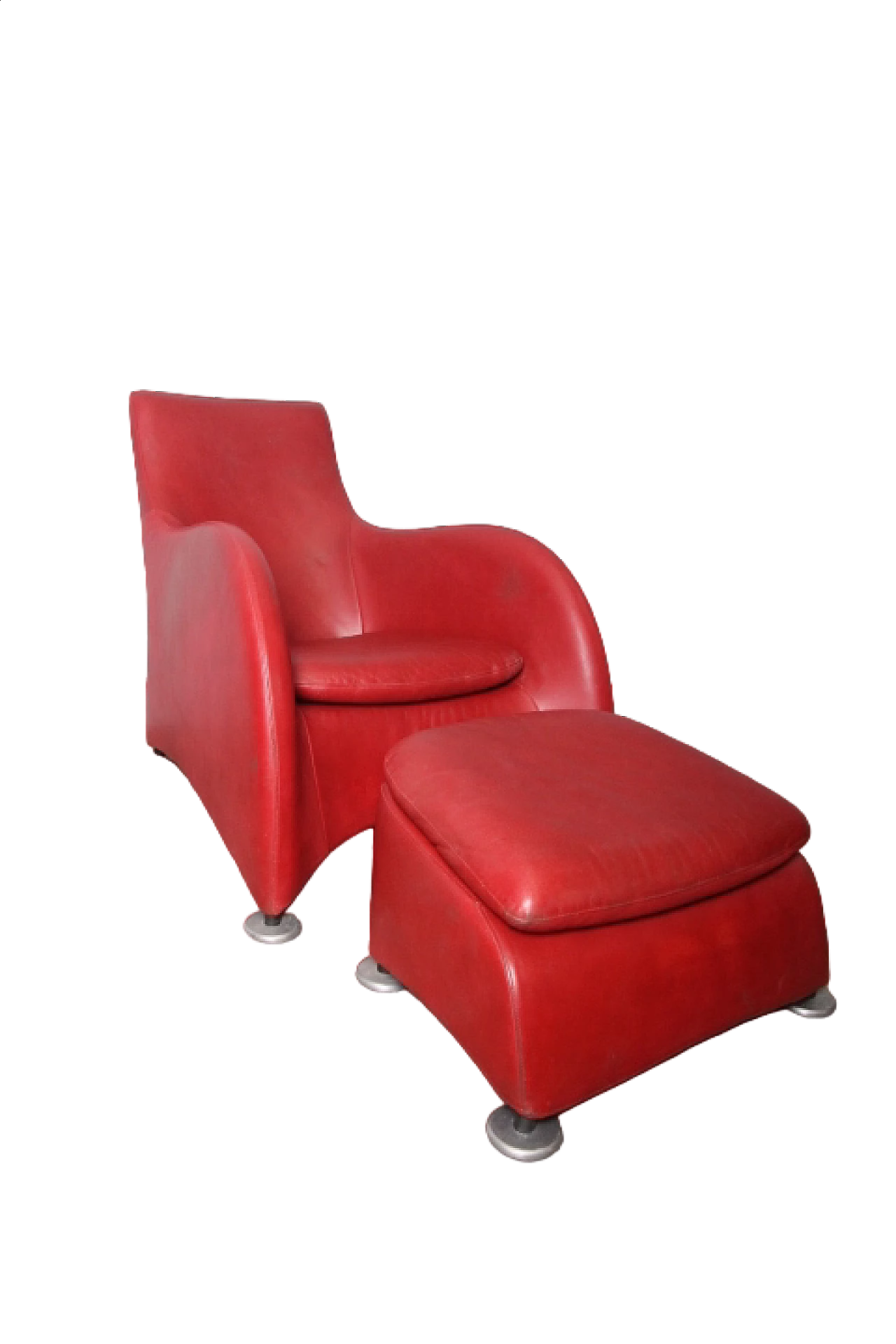 Leather armchair and footstool by Gerard Van Den Berg for Montis, 1980s 10