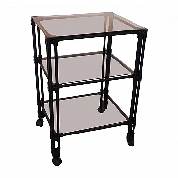 Metal TV cart with glass shelves, 1990s