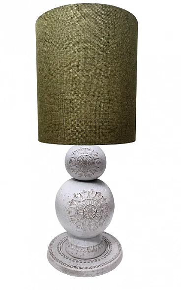 Siviglia engraved ceramic table lamp by Aldo Londi for Bitossi, 1960s
