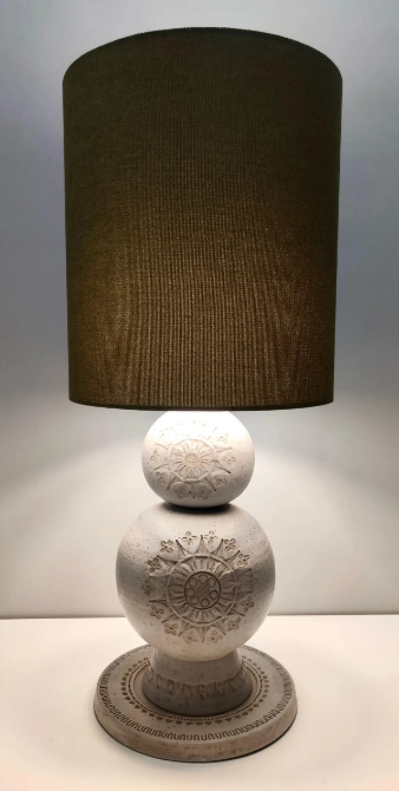 Siviglia engraved ceramic table lamp by Aldo Londi for Bitossi, 1960s 2