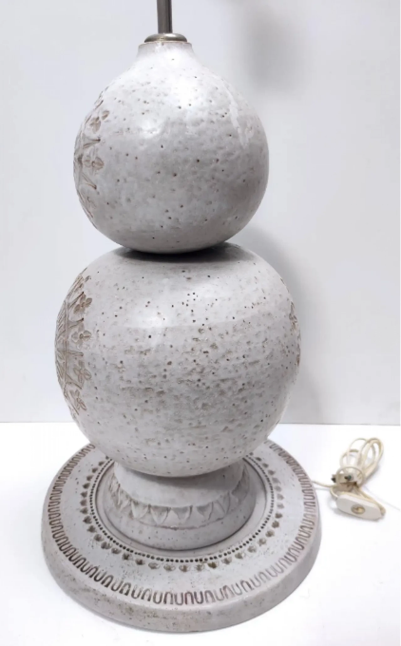 Siviglia engraved ceramic table lamp by Aldo Londi for Bitossi, 1960s 8