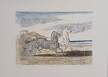Cavallo e Zebra, lithograph by Giorgio de Chirico, 1970s