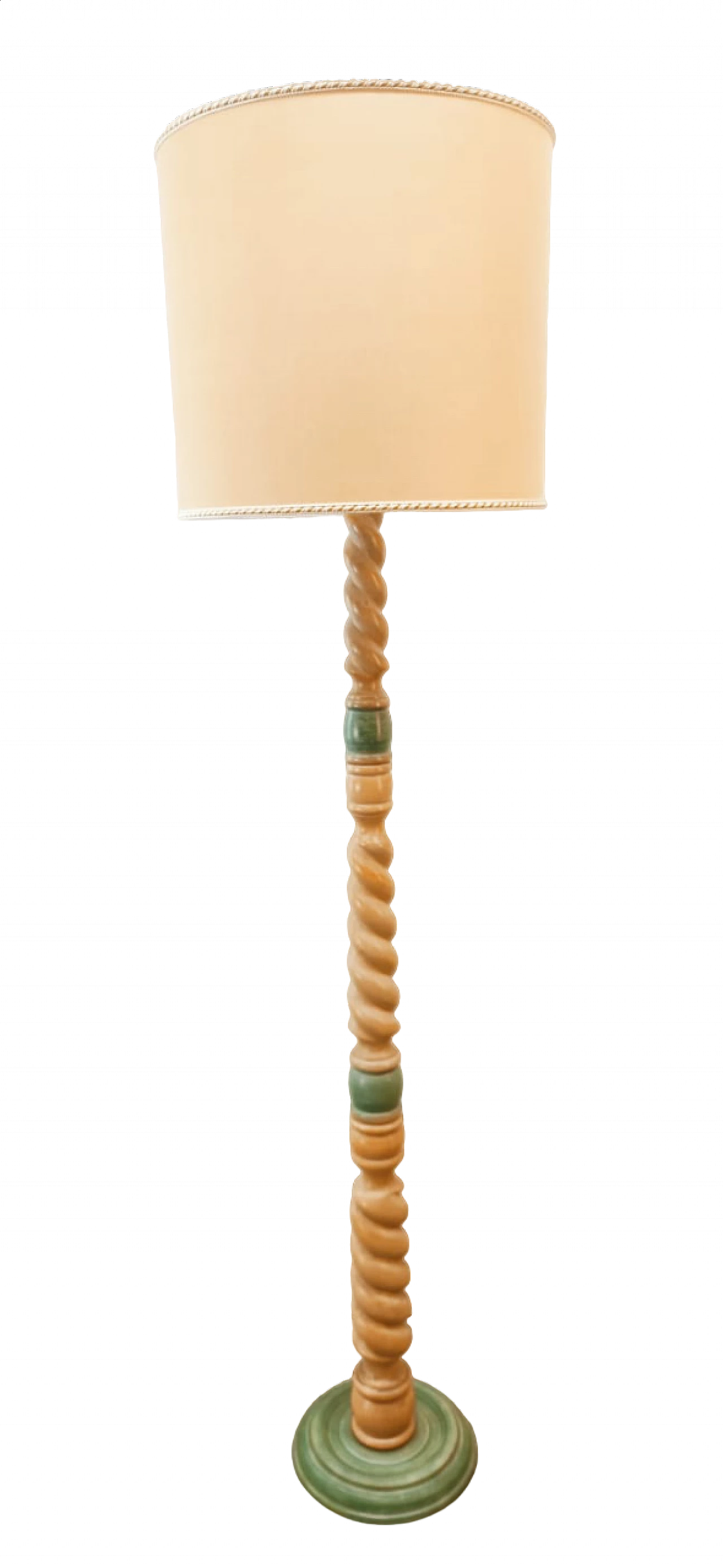 Wood floor lamp with fabric lampshade, 1970s 13