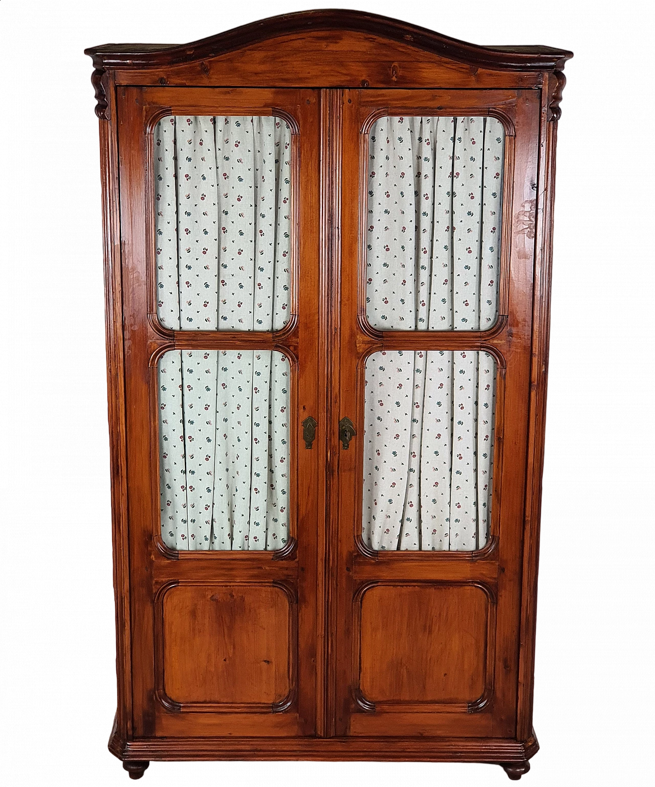 Armadio in abete in stile rustico con tendine, inizio '900 64