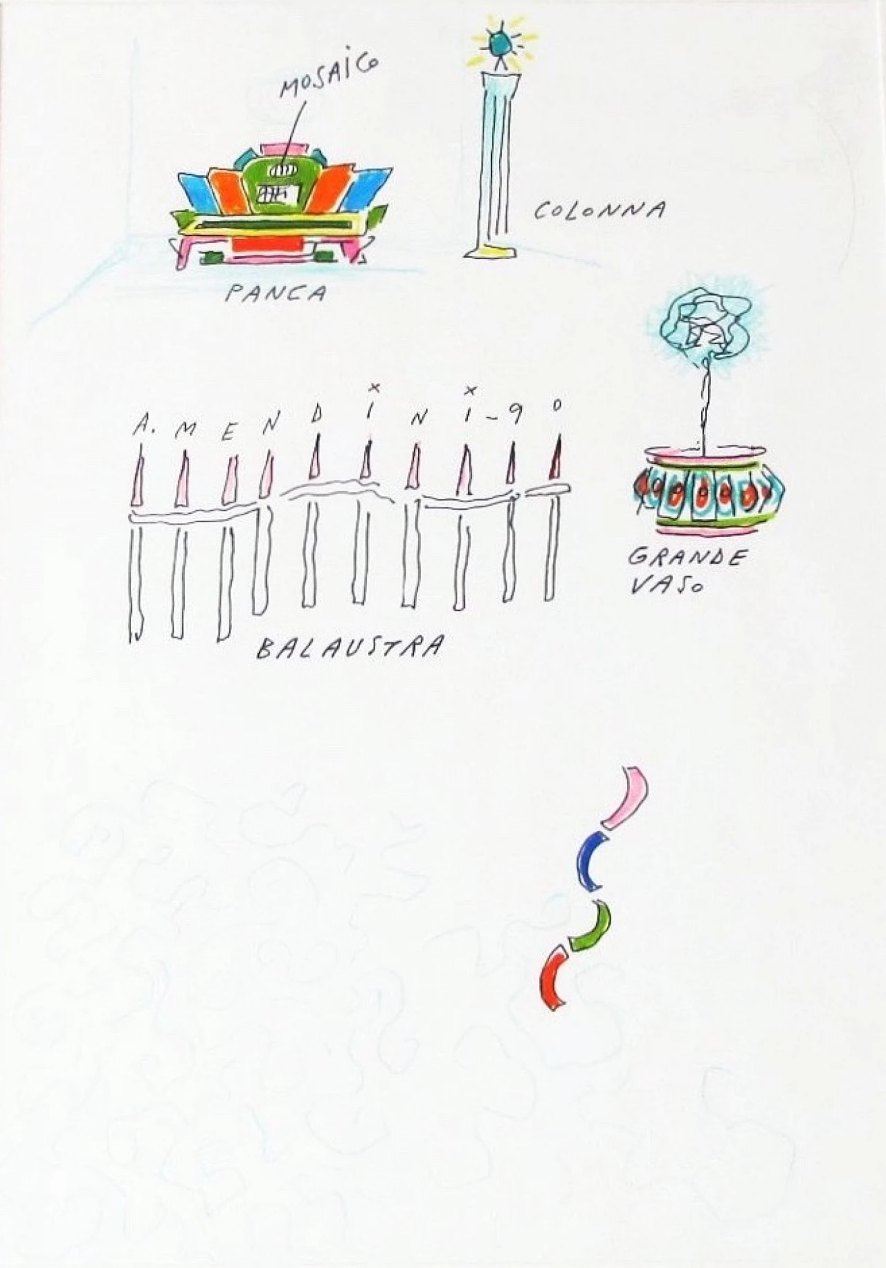 Alessandro Mendini, Cementificio Merone: street furniture, marker 