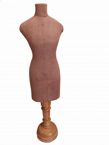 Fabric, papier-mâché and wood doll mannequin by D. Pighi, 1950s