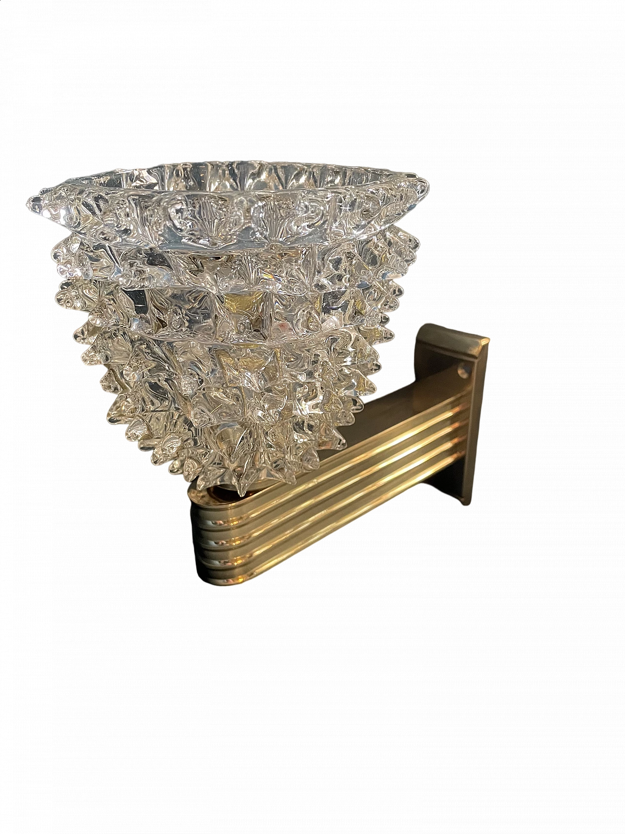 Applique con supporto in ottone e diffusore in vetro di Murano, anni '40 8