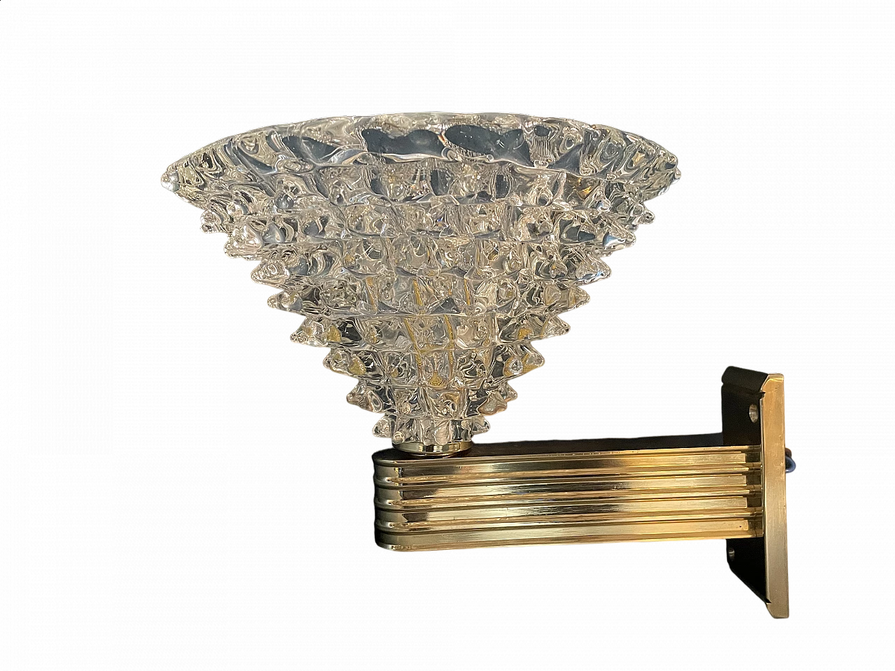 Applique Art Deco in ottone e vetro di Murano, anni '40 7