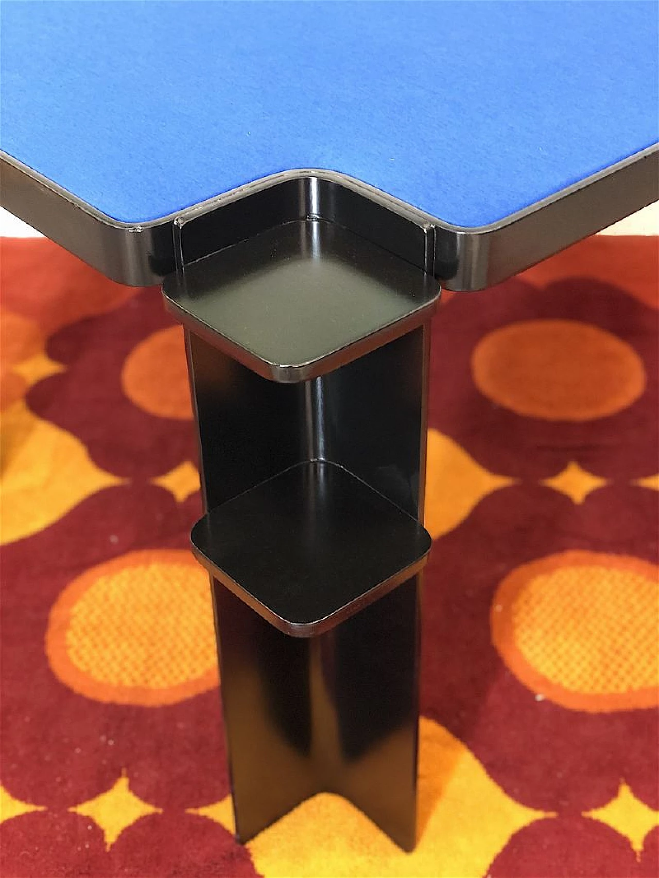 Ash game table with blue cloth top by Cini & Nils, 1970s 2