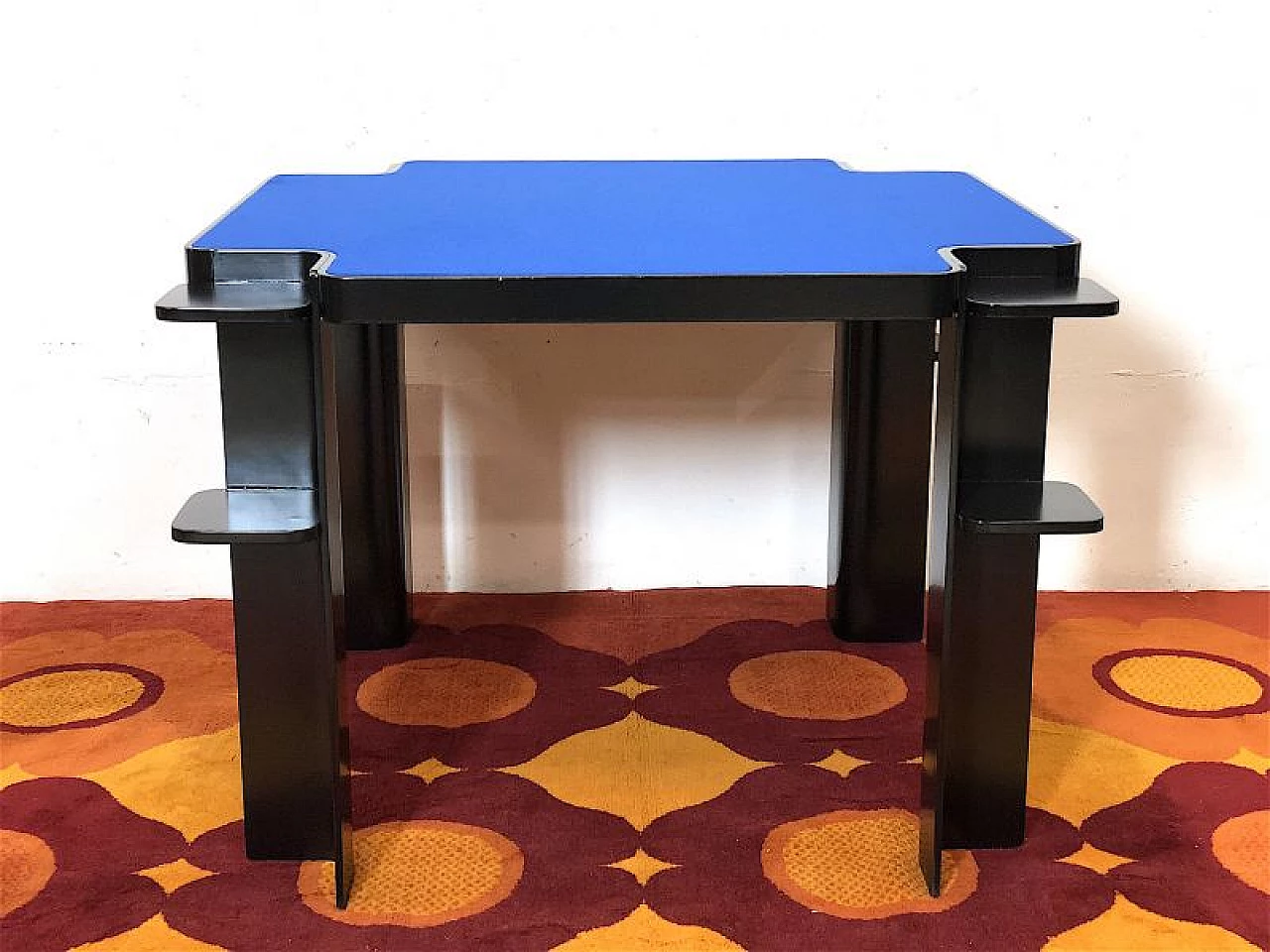 Ash game table with blue cloth top by Cini & Nils, 1970s 3