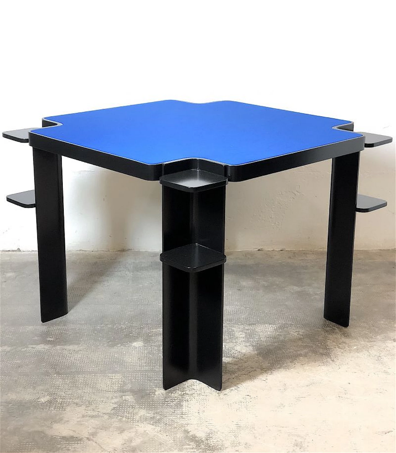 Ash game table with blue cloth top by Cini & Nils, 1970s 4