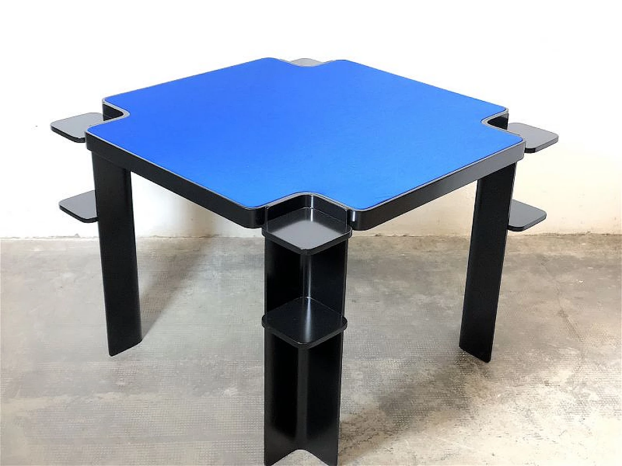 Ash game table with blue cloth top by Cini & Nils, 1970s 7