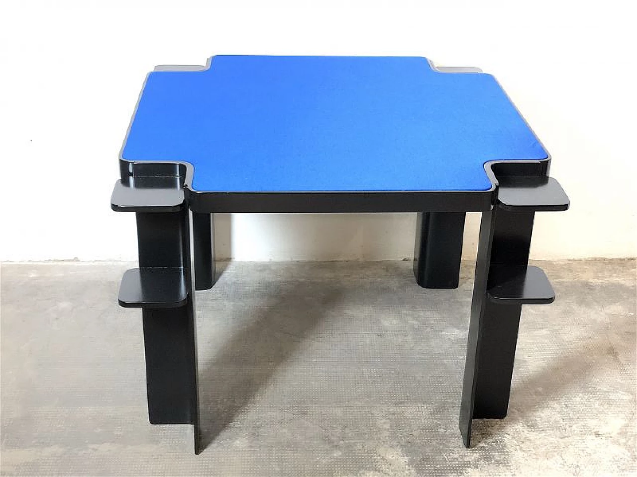 Ash game table with blue cloth top by Cini & Nils, 1970s 9