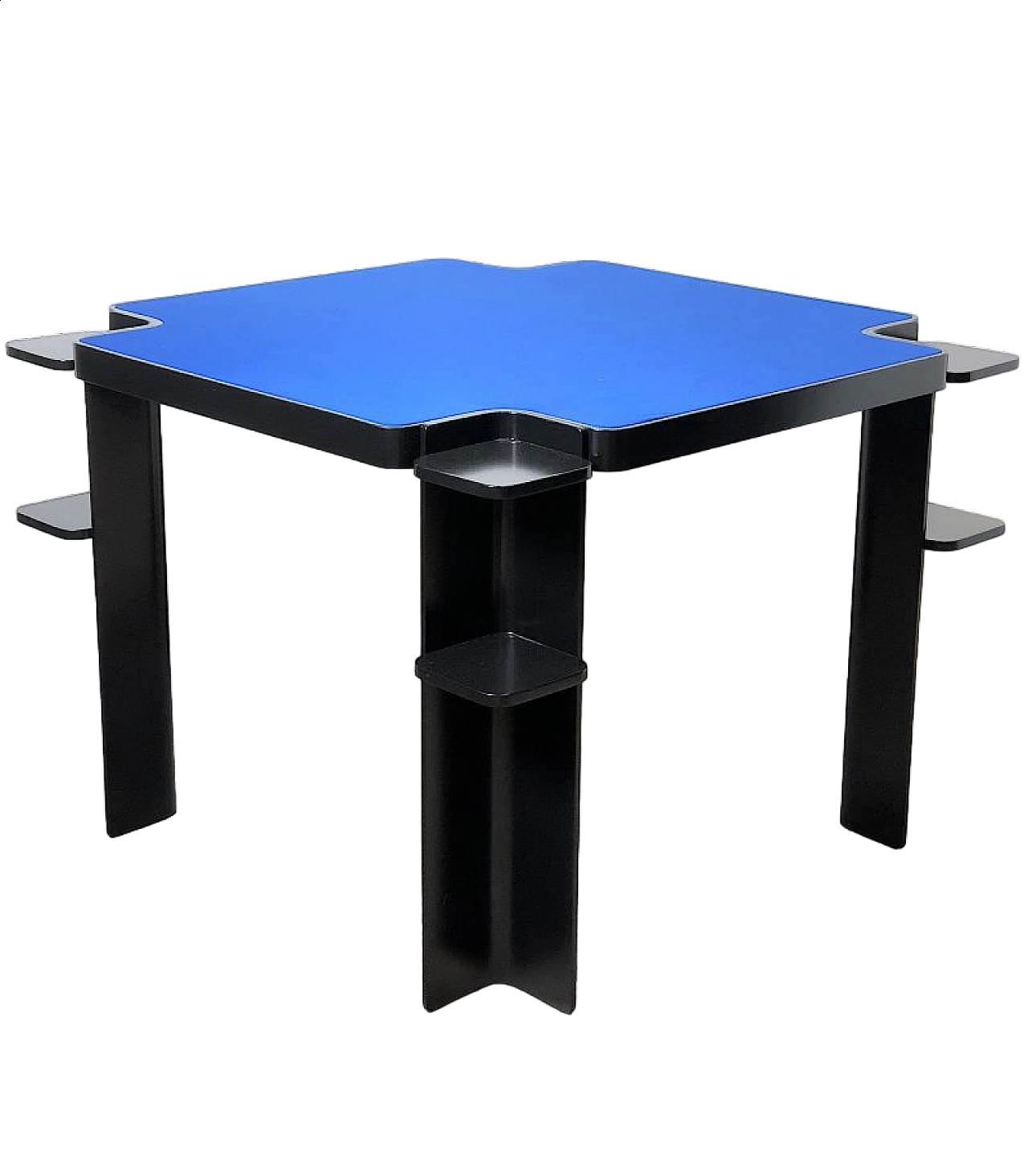 Ash game table with blue cloth top by Cini & Nils, 1970s 10